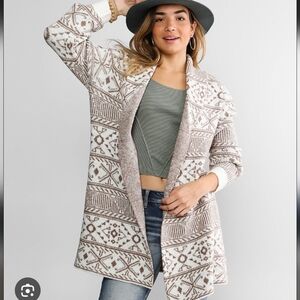 BKE Fairisle Open Front Cardigan